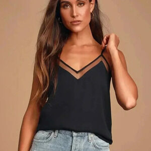Lulus Sweet Fling Black Mesh Tank Top M